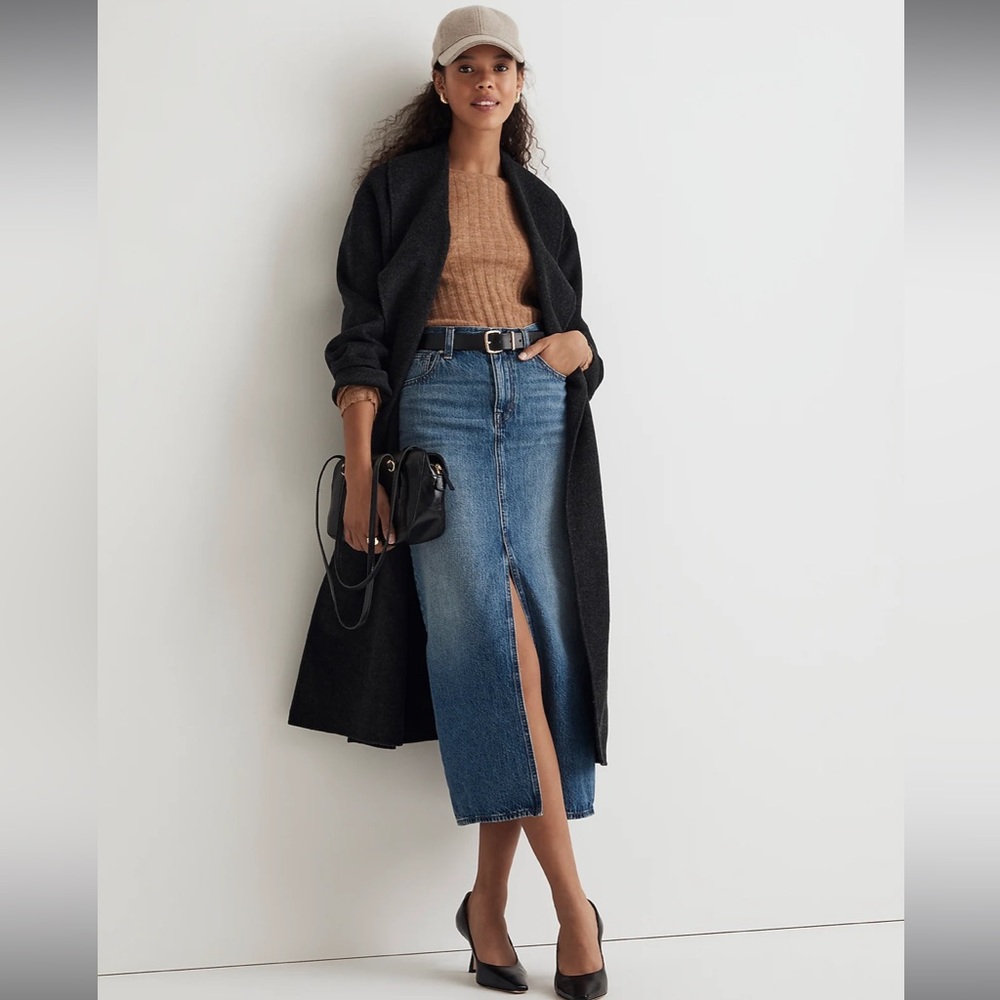 Madewell Denim Mid-Rise Maxi Skirt in Pratt Wash sz 28